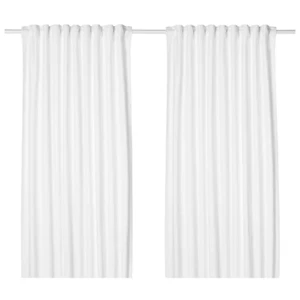 Ikea TIBAST Curtains 2 Panels 1 pair 57" x 98" 100% Cotton Textured White NEW - Picture 1 of 12