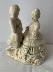 Vintage Victorian Man And Woman Powder Box Candy Dish Trinket Jar Japan - Picture 1 of 12