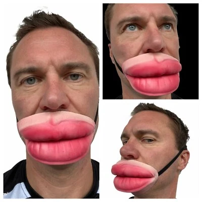 Funny Half Face Big Lips Mask Fat Lip Mouth Cover Adult Child Stag Party Access - Image 1 of 4