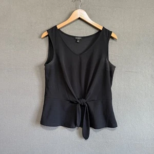 Talbots Black  V Neck Sleeveless Tie Front Top Womens Medium Tank - Picture 1 of 9