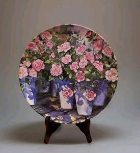 Set 6 Keller Charles Melamine 10" Dinner Plate pink roses easter flower garden - Picture 1 of 9