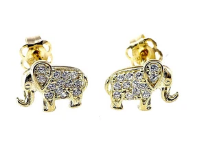 333 Gold Ohrstecker kleine Elefanten 8,2 mm 1 Paar mit 24 Zirkonia Steinen - Bild 1 von 1