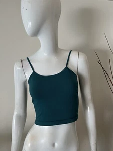 FP MOVEMENT FREE PEOPLE Teal Green Strappy Criss Cross Cropped Tank Top Sz XS/S - Picture 1 of 7