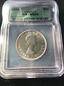 1953  LD/NSF**, ICG Graded Canadian Silver ¢50 Cent, **MS-63** - Picture 1 of 5