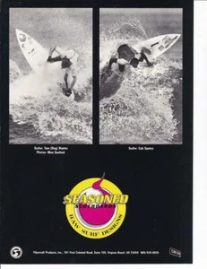 1990 Seasoned Surfboards Print-Ad / Great Art/Tom Deg Hunter/Cah Spates - Picture 1 of 1