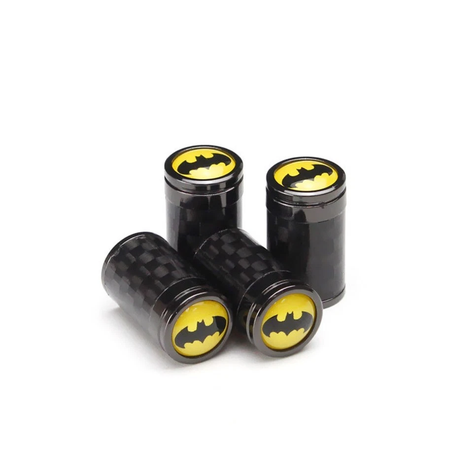 4Pcs Carbon Fiber Batman Car Wheel Tire Air Valve Dust Caps Stem Cover Universal - Image 1 of 1