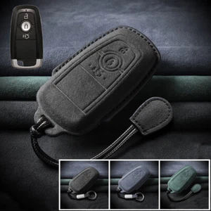 Suede Leather Car Key Fob Case Cover For Ford F-150 Fusion Explorer Mustang Edge - Picture 1 of 15
