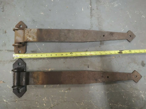 2 Vintage Large Rustic  Barn Door Hinges,Old Farm Hardware 25" long! Cover