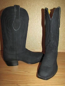 NWOB Handmade Black Suede Cowboy Boots - 8.5B - Picture 1 of 6