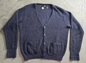 Peruvian Connection Alpaca Cardigan Sweater Mens Medium Blue V-Neck Pockets  - Picture 1 of 19