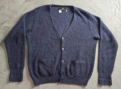 Peruvian Connection Alpaca Cardigan Sweater Mens Medium Blue V-Neck Pockets  - Image 1 of 4
