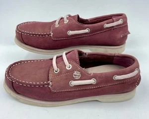 Timberland Boat Deck Shoes Suede Nubuck 2 Eye Leather Pink - UK 2 EU 34.5 - Picture 1 of 9
