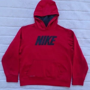 Nike Boys Hoodie Sweatshirt Therma-Fit Red XL Kangaroo Pouch - Picture 1 of 9