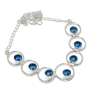 Blue Tanzanite Gemstone Handmade 925 Sterling silver Jewelry Necklace Size 18" - Picture 1 of 1