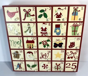 Red Wooden Christmas Advent Calendar 25 Doors Countdown Organizer Storage Box - Picture 1 of 13