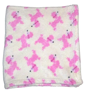 Cutie Pie Pink Cream Poodle Dog Plush Baby Blanket Security Lovey 30x30" - Picture 1 of 2