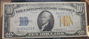 1934 A $10 TEN Dollar NORTH AFRICA Emergency Issue Silver Certificate  B A BLOCK - Picture 1 of 2