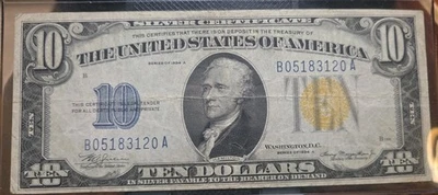 1934 A $10 TEN Dollar NORTH AFRICA Emergency Issue Silver Certificate  B A BLOCK - Image 1 of 2