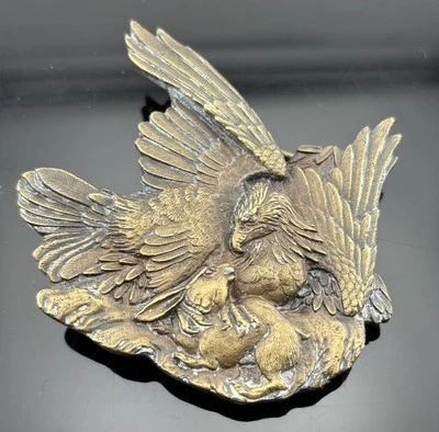 Hebilla de cinturón Bergamota Brass Works Eagle Attacking Rabbit 1974 r-43 3 1/16" de colección Foto 1 de 4