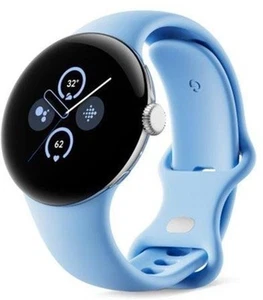 Google Pixel Watch 2 LTE aluminiowa obudowa - srebrna z bransoletą z elastomeru fluoroniebieski - Zdjęcie 1 z 2