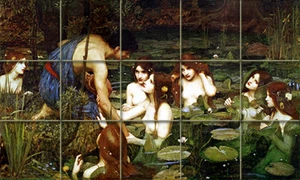 Azulejo de baño con salpicadero mural de mármol caído 20 x 12 Art John Waterhouse #404 - Imagen 1 de 3