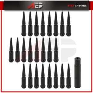 24 Pcs M14x2 Black Lug Nuts + 1 Key Fits Ford Lincoln Aston Martin DB9 DBS DB11 - Picture 1 of 11