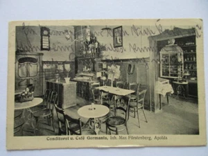 seltene AK Apolda Conditorei Cafe GERMANIA M. Fürstenberg Gastraum 1921 - Bild 1 von 2