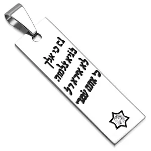 Stainless Steel Silver-Tone Hebrew Blessing Jewish Star of David CZ Necklace - Picture 1 of 3