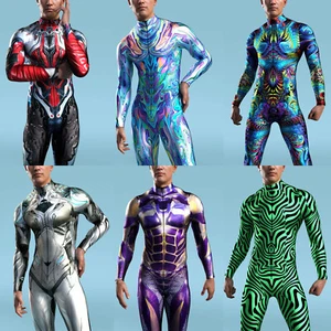 Men Cool CyberPunk Mechanical Jumpsuit Cosplay Bodysuit Steampunk Costume Zentai - Picture 1 of 35
