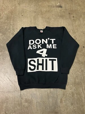 Sudadera De Colección Cuello Redondo Años 90 AOP Vulgar Sayings "No Me preguntes" Talla L/XL  Foto 1 de 4