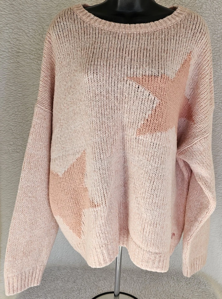 Ivory Ella Womens Sweater Shirt Top Blouse Size L Large Orange Stars - Image 1 of 4