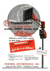 1952 Federal Thunderbolt air raid siren dramatic vintage ad NEW poster 18x24 - Picture 1 of 1