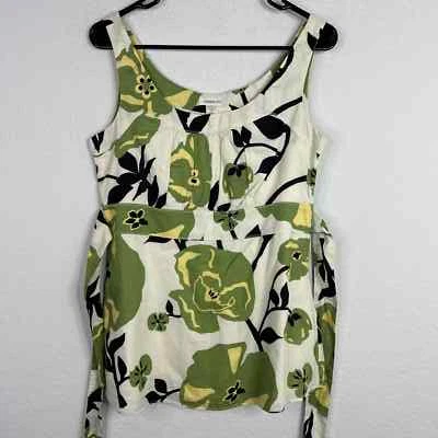 Camisa Harolds para mujer mediana verde floral túnica sin mangas informal caprichosa Foto 1 de 4