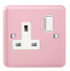 Enchufe rosa toma de corriente de pared de 1 banda conmutada eléctrica 13A - Varilight - Imagen 1 de 12