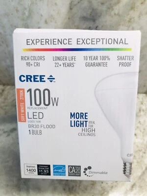 Cree 100W Equivalent Daylight (5000)BR30 Dimmable Light Quality LED Light bulb- - Image 1 of 4