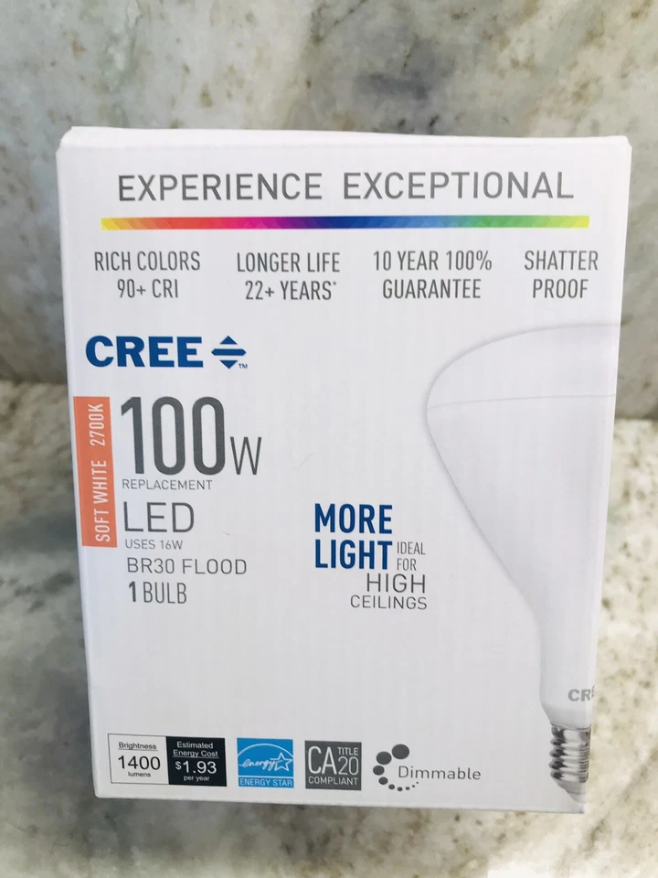 Cree 100W Equivalent Daylight (5000)BR30 Dimmable Light Quality LED Light bulb- - Image 1 of 4