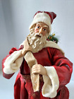 Vtg Paper And Fabric Mache Santa Claus W/Bag Of Gifts 17" H Tree Topper Zehnders