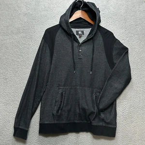 ROCK AND REPUBLIC Hoodie Pullover Sweater Mens Medium Black Charcoal Gray Warm - Picture 1 of 7