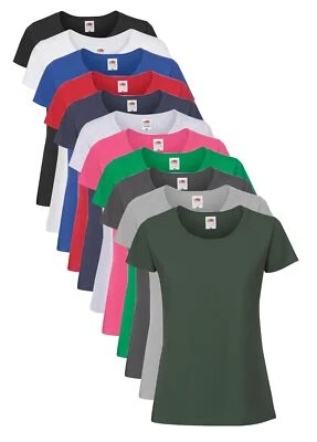Fruit of the Loom Ladies Womens Ringspun Cotton Iconic 195 Premium T-Shirt Tee