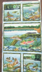 1 Colorful "First Catch Cotton Fabric Quilting/Wallhanging Crafting Sewing Panel - Picture 1 of 2