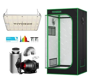 VIVOSUN 2X2ft Indoor Grow Tent & VS1000E LED Grow Light & 4" Inline Duct Fan - Picture 1 of 14