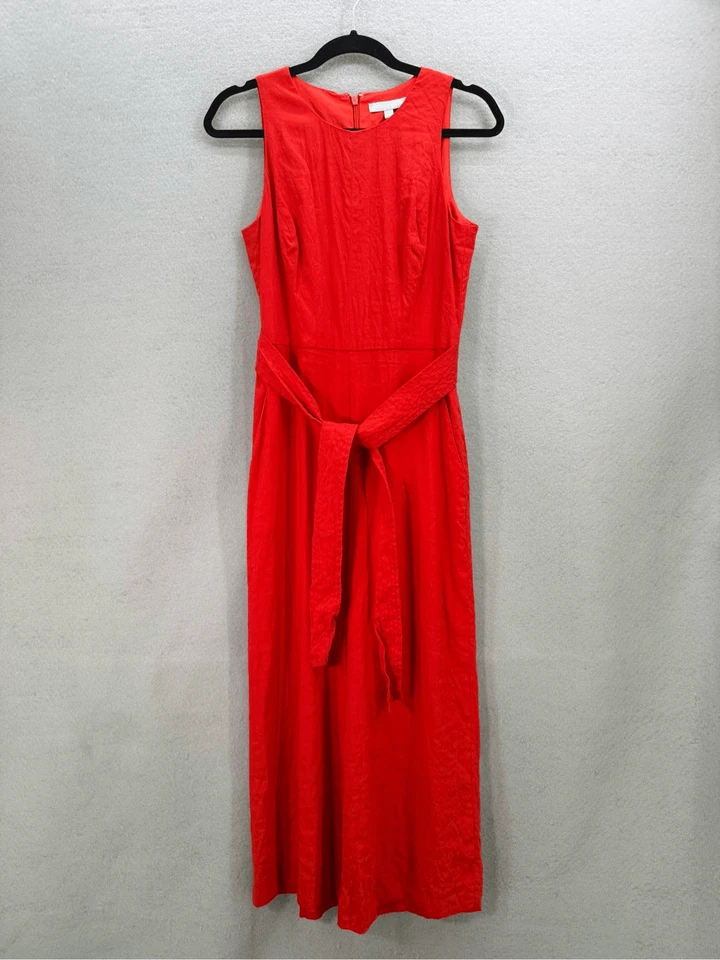 Antonio Melani Womens Red Tie Waist Linen Blend Wide Leg Jumpsuit Size 4 - Image 1 of 4