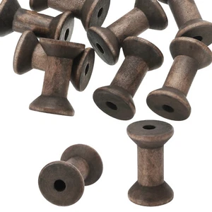 10Pcs Wooden Empty Spools 2" x 1.4" Sewing Thread Spool Dark Brown - Picture 1 of 6