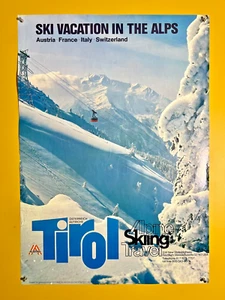 VTG Original Tirol Tyrol Alps Alpine Skiing Travel Tourism Poster Austria 1970s - Picture 1 of 5