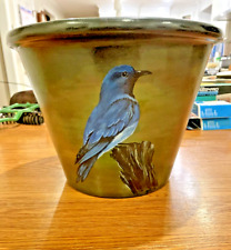 Italian Pottery Planter - Blue Bird labeled DF ROMA