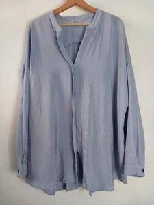 Soon slate blue lilac collarless long sleeve textured shirt sz 20 *flaws* - Picture 1 of 14