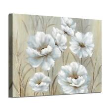 ARTISTIC PATH White Flowers Canvas Wall Art Yellowish Peony Artwork Floral Pi...