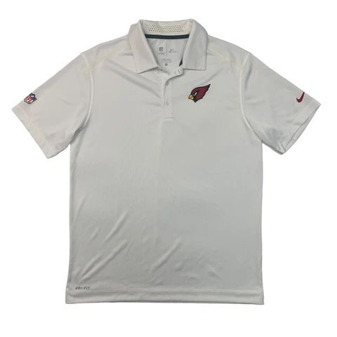 Nike Arizona Cardinals Polo Shirt Mens M medium White Onfield Apparel NFL DriFit Cover