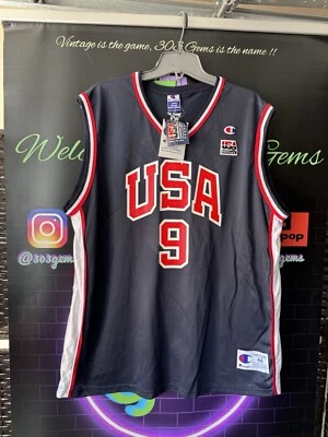 Camiseta deportiva de baloncesto 44 rara nueva con etiquetas CAMPEÓN Vince Carter #9 vintage de los Juegos Olímpicos de Estados Unidos 2000 Foto 1 de 4