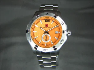 Swiss Military Hanowa Immersion 42mm Watch - Orange Dial Stainless Steel Band - Picture 1 of 12